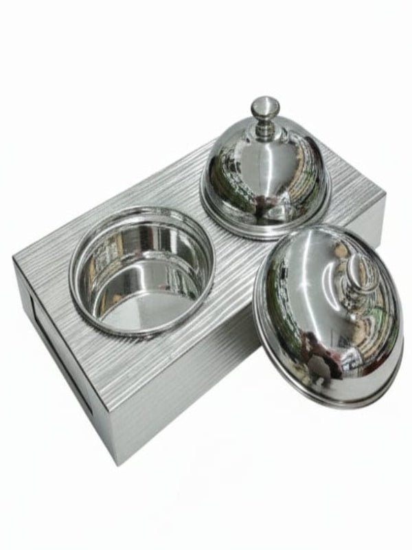 AKDC Candy Bowl Set with Holder (2 Pieces) – Premium Metal Silver Finish, Elegant Tabletop Sweet Serving Set, 17 × 14 × 10 cm - Al Kabayel Discount CentreAKDC Candy Bowl Set with Holder (2 Pieces) – Premium Metal Silver Finish, Elegant Tabletop Sweet Serving Set, 17 × 14 × 10 cmJars & Food SaversAKDCAl Kabayel Discount Centre