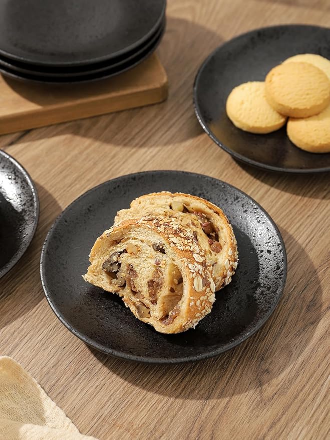 AKDC Ceramic Dessert Plates Set of 6, Small Salad Plates 6 Inch Appetizer Plates for Kitchen, Mini Dinner Plates for Cake Snacks Side Dish, Microwave, Oven and Dishwasher Safe, Black Glazed - Al Kabayel Discount CentreAKDC Ceramic Dessert Plates Set of 6, Small Salad Plates 6 Inch Appetizer Plates for Kitchen, Mini Dinner Plates for Cake Snacks Side Dish, Microwave, Oven and Dishwasher Safe, Black GlazedplatesAKDCAl Kabayel Discount Centre