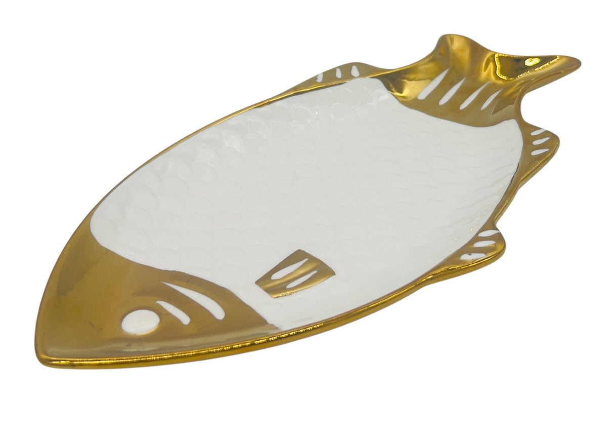 AKDC Ceramic Fish Plate 31cm*14.5cm, White & Gold - Al Kabayel Discount CentreAKDC Ceramic Fish Plate 31cm*14.5cm, White & GoldPlatesAKDCAl Kabayel Discount Centre