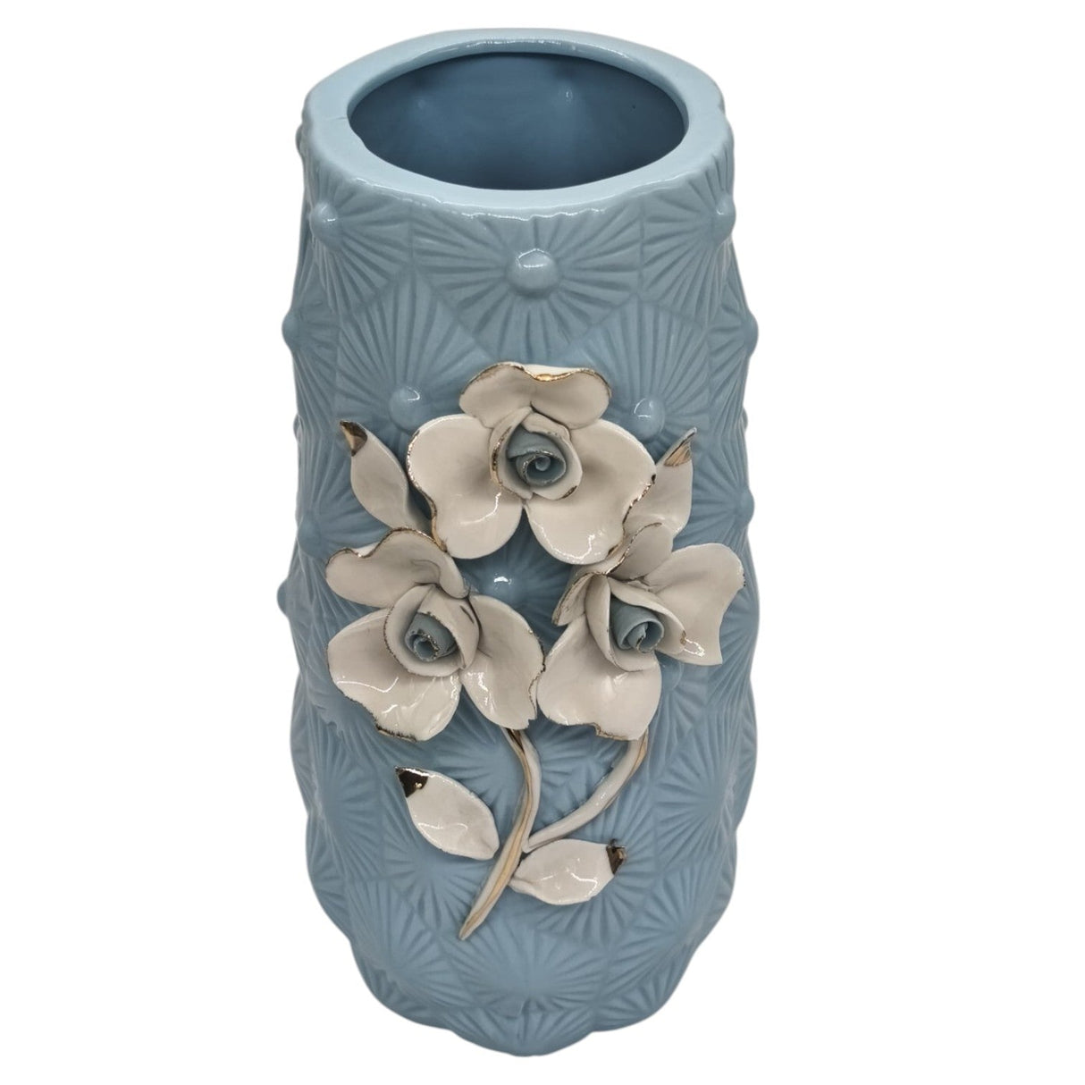 AKDC Ceramic Flower Vase for Home Decor Table Centerpieces, Flower Design Decorative Flowers Vase - 24cmX9cm - Cyan - Al Kabayel Discount CentreAKDC Ceramic Flower Vase for Home Decor Table Centerpieces, Flower Design Decorative Flowers Vase - 24cmX9cm - CyanHome Décor AccentsAKDCAl Kabayel Discount Centre