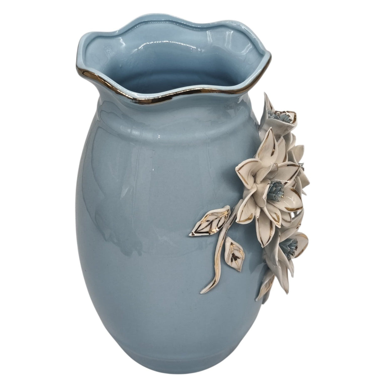 AKDC Ceramic Flower Vase for Home Decor Table Centerpieces, Flower Design Decorative Flowers Vase - 25cmX12cm - Cyan - Al Kabayel Discount CentreAKDC Ceramic Flower Vase for Home Decor Table Centerpieces, Flower Design Decorative Flowers Vase - 25cmX12cm - CyanHome Décor AccentsAKDCAl Kabayel Discount Centre