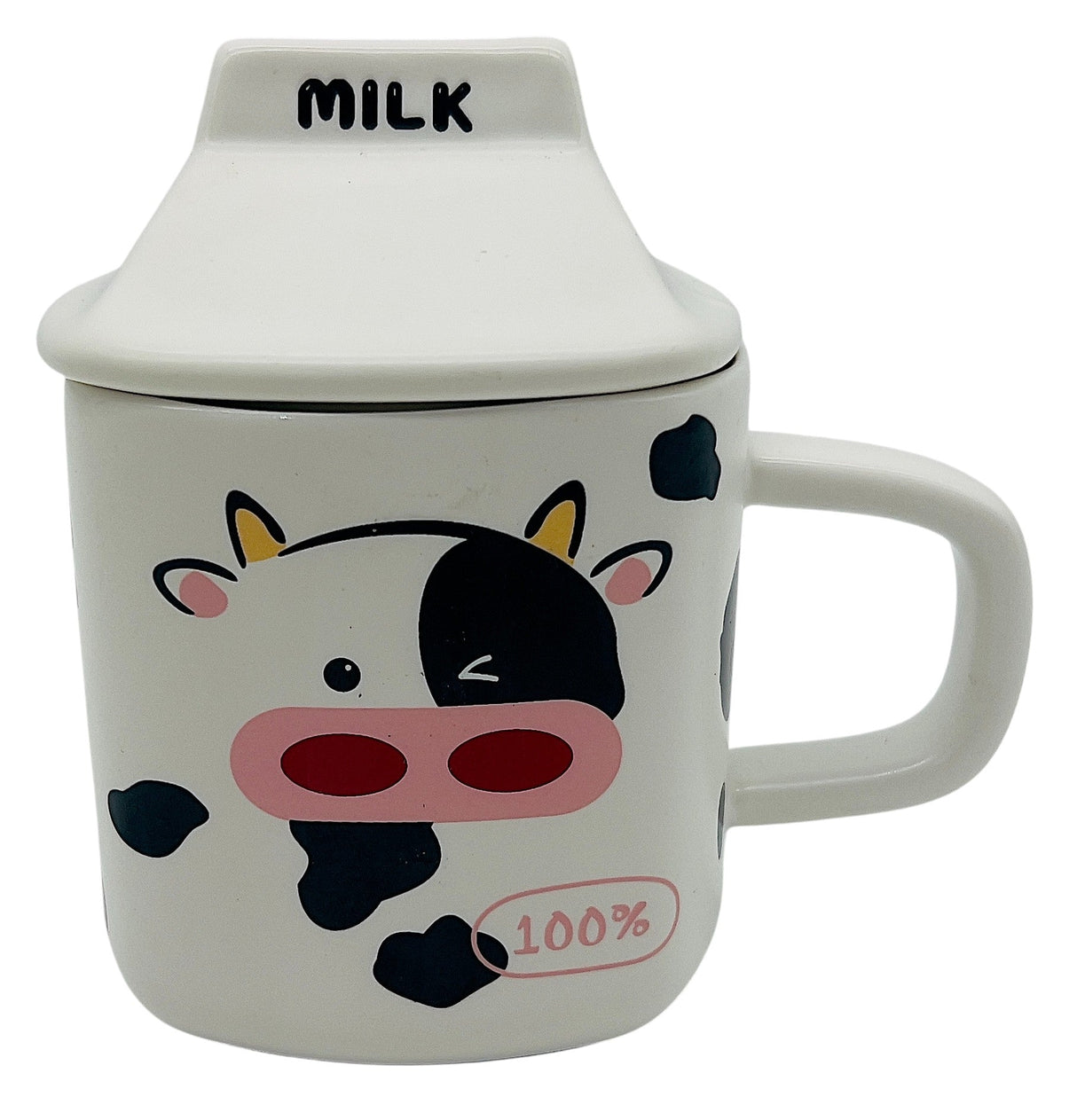 AKDC Ceramic Mug with Lid – White with Cute Cow Design, 300ml - Al Kabayel Discount CentreAKDC Ceramic Mug with Lid – White with Cute Cow Design, 300mlMugsAKDCAl Kabayel Discount Centre