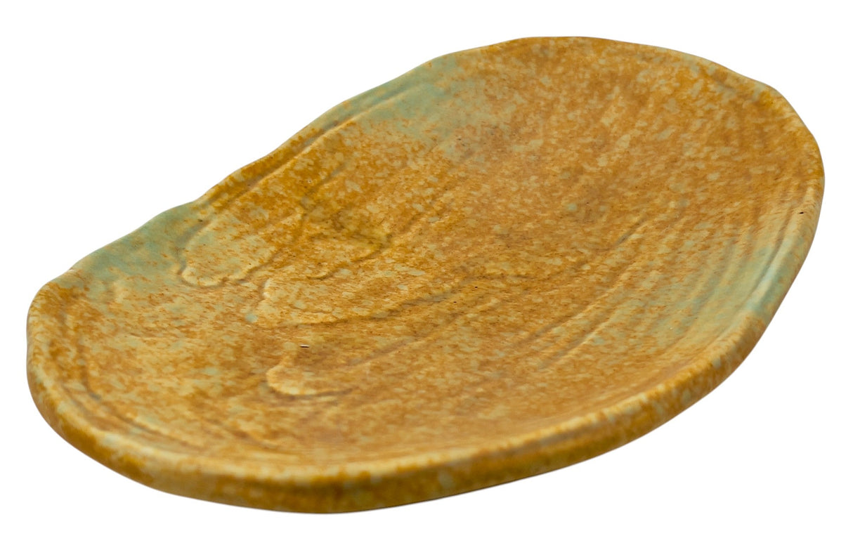 AKDC Ceramic Oval Fruit Plate 25.5cm*6.3cm*3cm, Brown/Turquoise Ripple Design - Al Kabayel Discount CentreAKDC Ceramic Oval Fruit Plate 25.5cm*6.3cm*3cm, Brown/Turquoise Ripple DesignServing TraysAKDCAl Kabayel Discount Centre