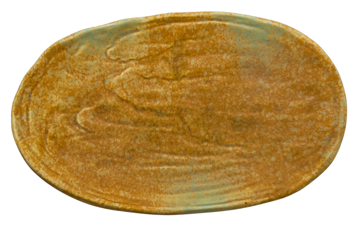 AKDC Ceramic Oval Fruit Plate 25.5cm*6.3cm*3cm, Brown/Turquoise Ripple Design - Al Kabayel Discount CentreAKDC Ceramic Oval Fruit Plate 25.5cm*6.3cm*3cm, Brown/Turquoise Ripple DesignServing TraysAKDCAl Kabayel Discount Centre