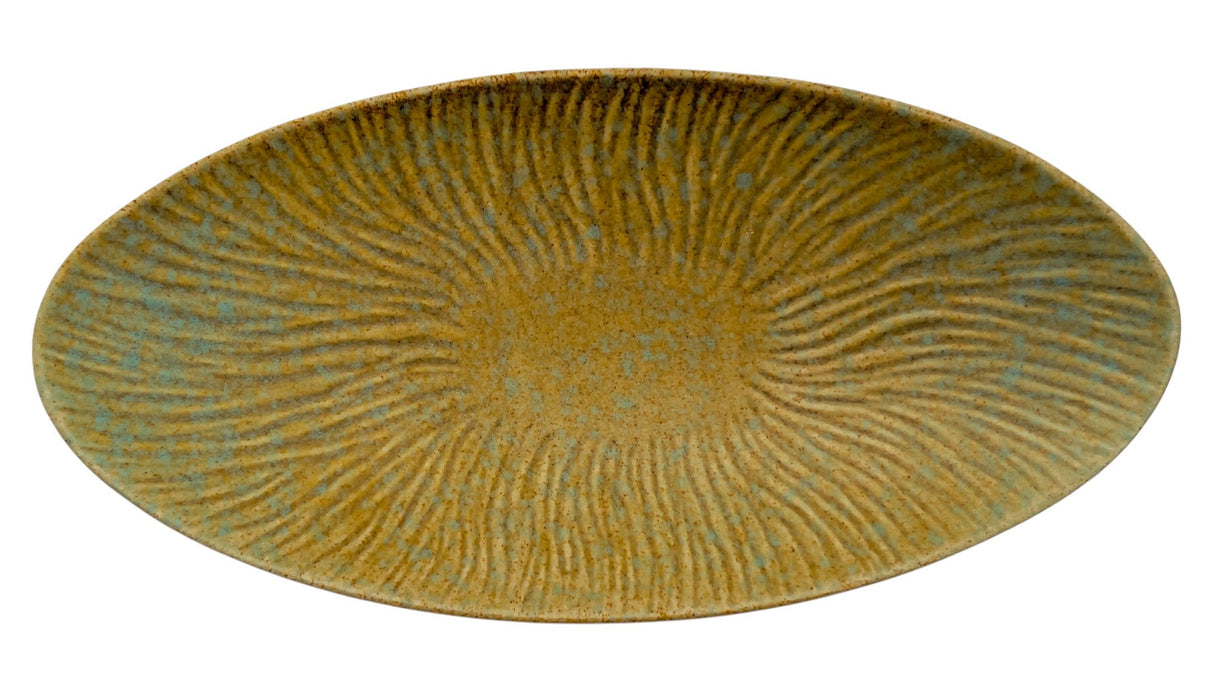 AKDC Ceramic Oval Plate 25.5cm*12.5cm*2.5cm, Brown/Turquoise Ripple Design - Al Kabayel Discount CentreAKDC Ceramic Oval Plate 25.5cm*12.5cm*2.5cm, Brown/Turquoise Ripple DesignServing TraysAKDCAl Kabayel Discount Centre