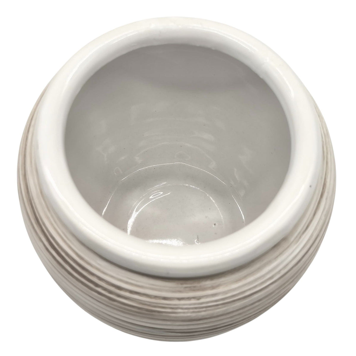 AKDC Ceramic Planter Pot 12.5cm*14cm, White/Brown Ripple Textured - Al Kabayel Discount CentreAKDC Ceramic Planter Pot 12.5cm*14cm, White/Brown Ripple TexturedFlower/Plant PotsAKDCAl Kabayel Discount Centre