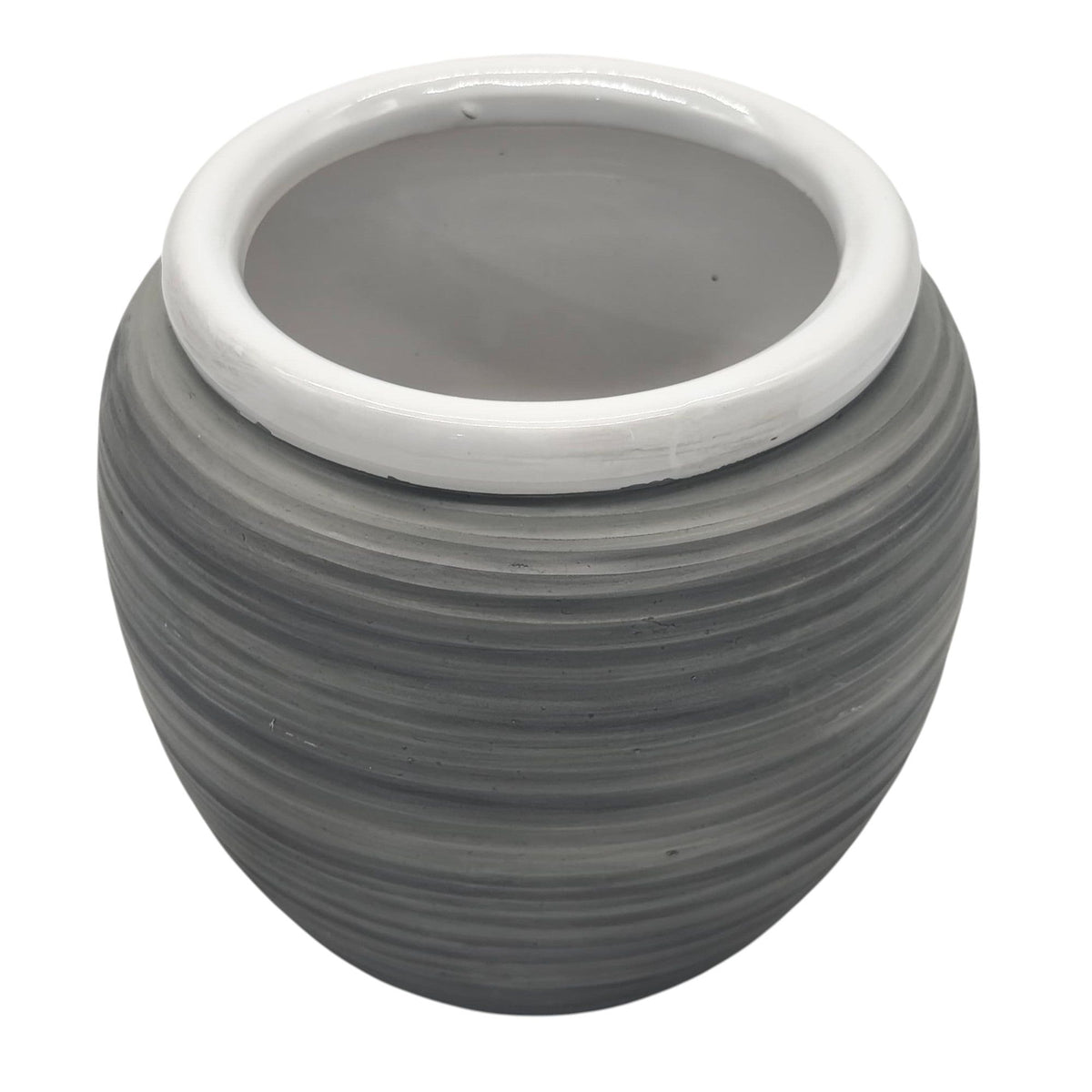 AKDC Ceramic Planter Pot 12.5cm*14cm, White/Grey Ripple Textured - Al Kabayel Discount CentreAKDC Ceramic Planter Pot 12.5cm*14cm, White/Grey Ripple TexturedFlower/Plant PotsAKDCAl Kabayel Discount Centre