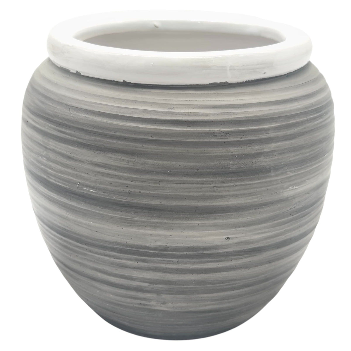 AKDC Ceramic Planter Pot 12.5cm*14cm, White/Grey Ripple Textured - Al Kabayel Discount CentreAKDC Ceramic Planter Pot 12.5cm*14cm, White/Grey Ripple TexturedFlower/Plant PotsAKDCAl Kabayel Discount Centre