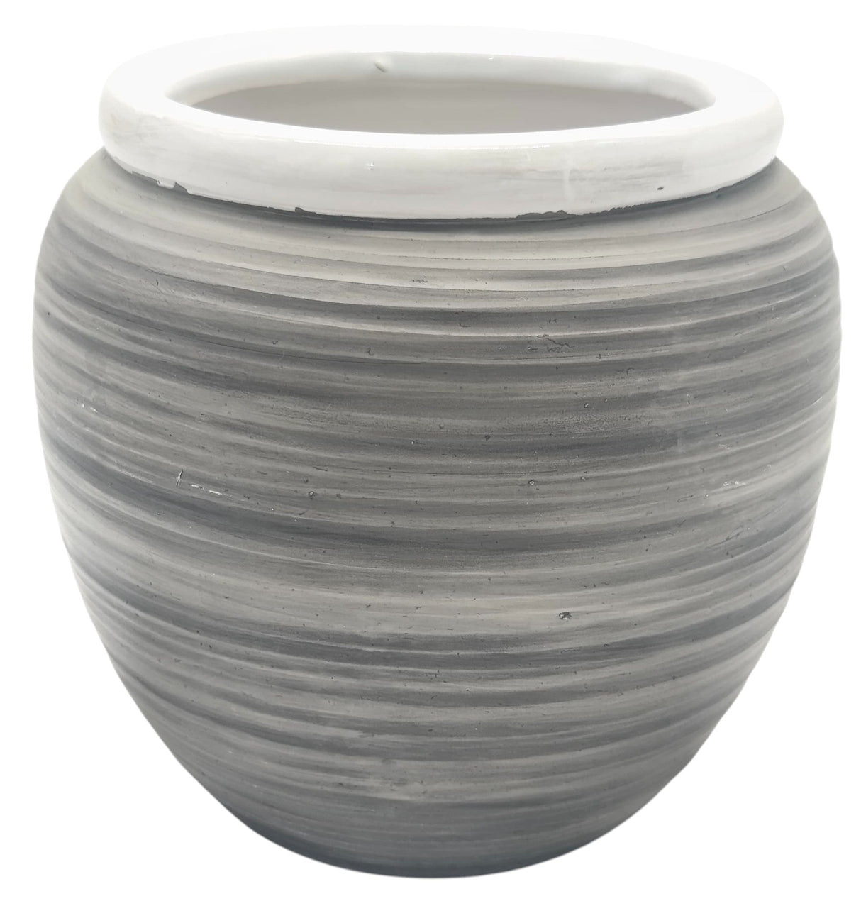 AKDC Ceramic Planter Pot 12.5cm*14cm, White/Grey Ripple Textured - Al Kabayel Discount CentreAKDC Ceramic Planter Pot 12.5cm*14cm, White/Grey Ripple TexturedFlower/Plant PotsAKDCAl Kabayel Discount Centre