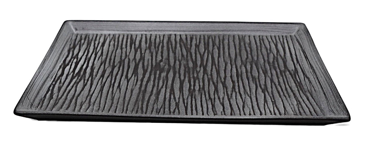 AKDC Ceramic Rectangular Dinner Plate 32.5×21.5 cm – Elegant Gray with Black Detailing - Al Kabayel Discount CentreAKDC Ceramic Rectangular Dinner Plate 32.5×21.5 cm – Elegant Gray with Black DetailingPlatesAKDCAl Kabayel Discount Centre