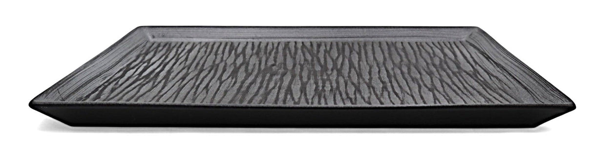 AKDC Ceramic Rectangular Snack Plate 25×16.5 cm – Modern Gray with Black Accents - Al Kabayel Discount CentreAKDC Ceramic Rectangular Snack Plate 25×16.5 cm – Modern Gray with Black AccentsPlatesAKDCAl Kabayel Discount Centre