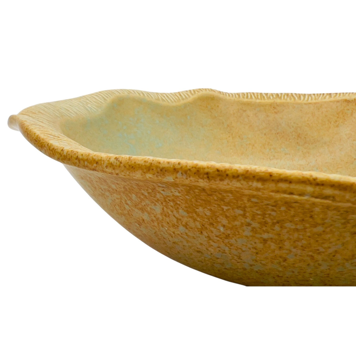 AKDC Ceramic Round Fruit Bowl 29cm*7.5cm, Brown/Turquoise Ripple Edge Design - Al Kabayel Discount CentreAKDC Ceramic Round Fruit Bowl 29cm*7.5cm, Brown/Turquoise Ripple Edge DesignBowlsAKDCAl Kabayel Discount Centre