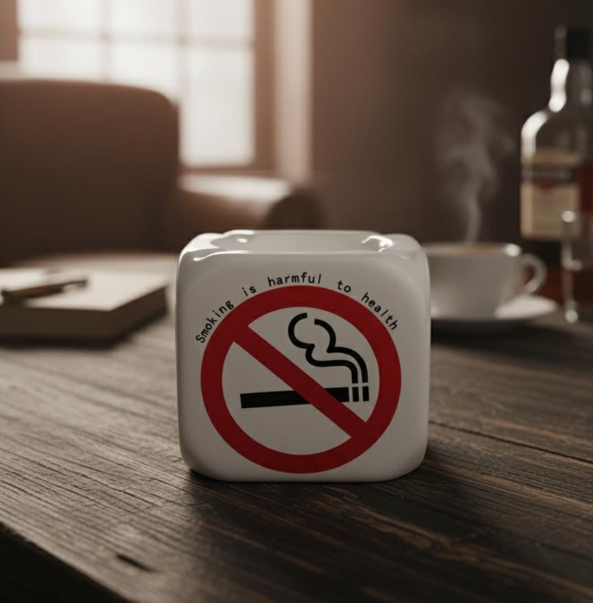 AKDC Ceramic Square Box Ashtray – No Smoking Design White Color, Stylish & Functional Indoor Table Ashtray - Al Kabayel Discount CentreAKDC Ceramic Square Box Ashtray – No Smoking Design White Color, Stylish & Functional Indoor Table AshtrayHome Décor AccentsAKDCAl Kabayel Discount Centre