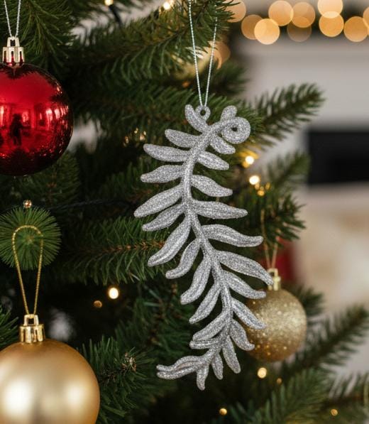AKDC Christmas Hanging Tree Ornament – Elegant Silver Leaf Design for Festive Home & Tree Decoration, 13 cm - Al Kabayel Discount CentreAKDC Christmas Hanging Tree Ornament – Elegant Silver Leaf Design for Festive Home & Tree Decoration, 13 cmHome Décor AccentsAKDCAl Kabayel Discount Centre