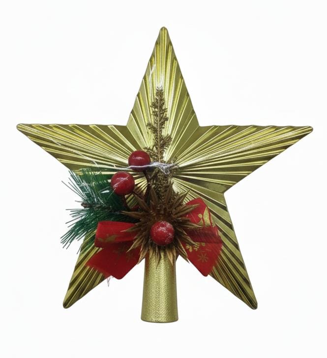 AKDC Christmas Tree Topper Star – Classic Holiday Star for Tree Crown Decoration, 20 cm - Al Kabayel Discount CentreAKDC Christmas Tree Topper Star – Classic Holiday Star for Tree Crown Decoration, 20 cmHome Décor AccentsAKDCAl Kabayel Discount Centre