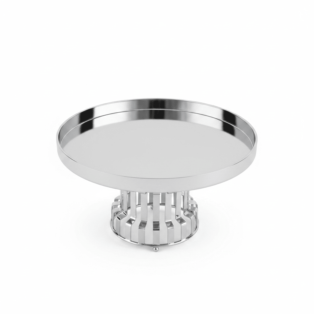 AKDC Classic Footed Stainless Steel Cake Stand – Premium Elevated Cake & Pastry Display – 26 × 16 cm - Al Kabayel Discount CentreAKDC Classic Footed Stainless Steel Cake Stand – Premium Elevated Cake & Pastry Display – 26 × 16 cmServing TraysAKDCAl Kabayel Discount Centre
