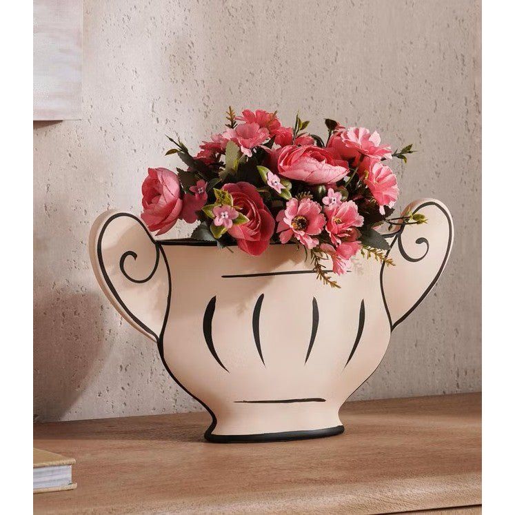 AKDC Classic Urn Style Clay Flower Vase 38cm*6.5cm*22.5cm, Beige and Black - Al Kabayel Discount CentreAKDC Classic Urn Style Clay Flower Vase 38cm*6.5cm*22.5cm, Beige and BlackFlower/Plant PotsAKDCAl Kabayel Discount Centre