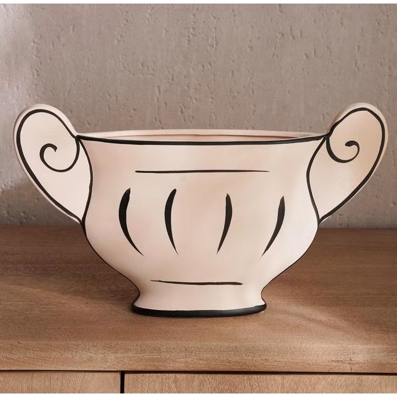 AKDC Classic Urn Style Clay Flower Vase 38cm*6.5cm*22.5cm, Beige and Black - Al Kabayel Discount CentreAKDC Classic Urn Style Clay Flower Vase 38cm*6.5cm*22.5cm, Beige and BlackFlower/Plant PotsAKDCAl Kabayel Discount Centre