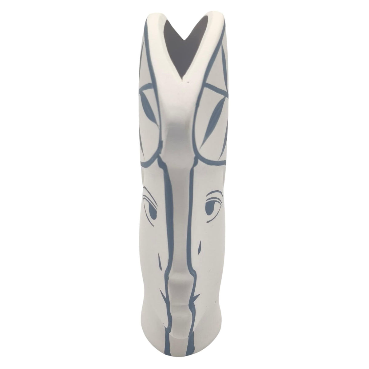 AKDC Clay Flower Vase 15cm*5cm*19cm, Artistic Face - Shaped Planter with Leaf Design, White and Blue - Al Kabayel Discount CentreAKDC Clay Flower Vase 15cm*5cm*19cm, Artistic Face - Shaped Planter with Leaf Design, White and BlueFlower/Plant PotsAKDCAl Kabayel Discount Centre