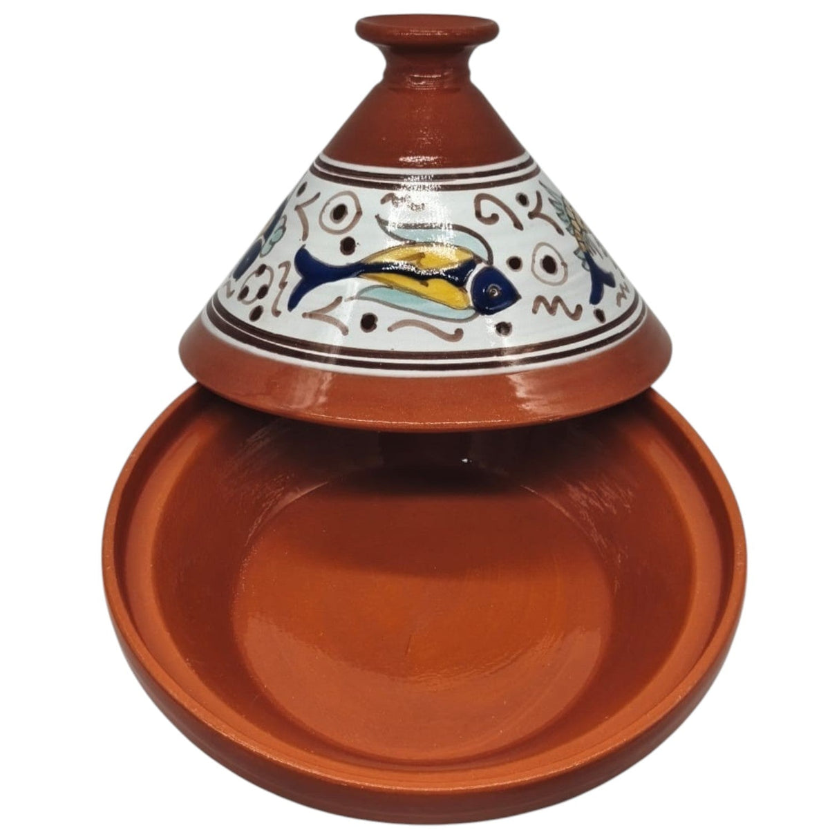 AKDC Clay Tajine With Lid Fish Painting - 27CM - Al Kabayel Discount CentreAKDC Clay Tajine With Lid Fish Painting - 27CMCookwareAKDCAl Kabayel Discount Centre