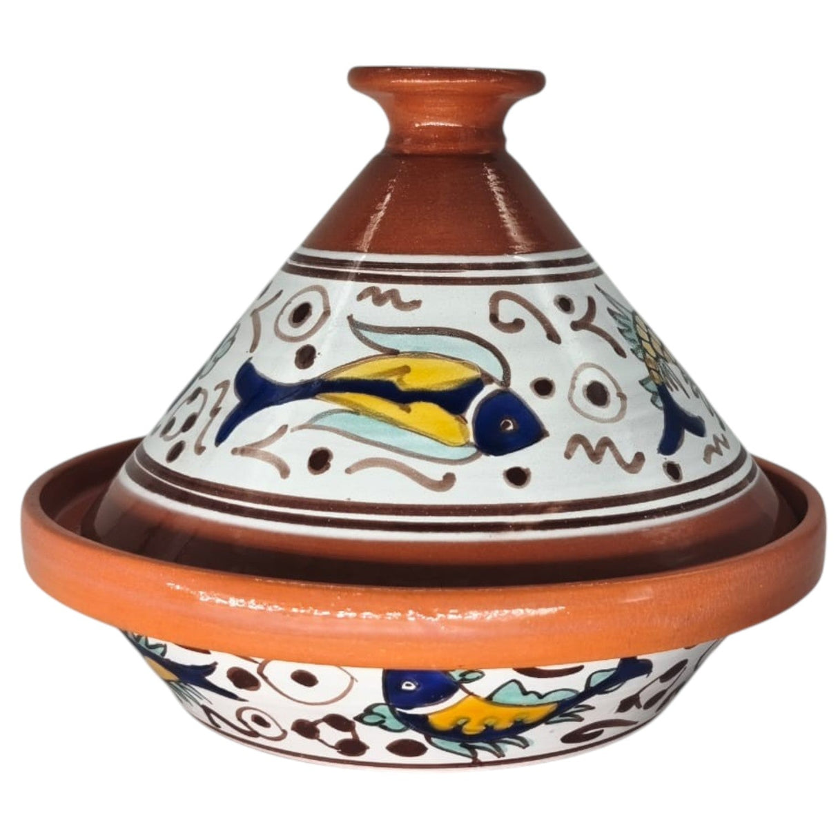 AKDC Clay Tajine With Lid Fish Painting - 27CM - Al Kabayel Discount CentreAKDC Clay Tajine With Lid Fish Painting - 27CMCookwareAKDCAl Kabayel Discount Centre