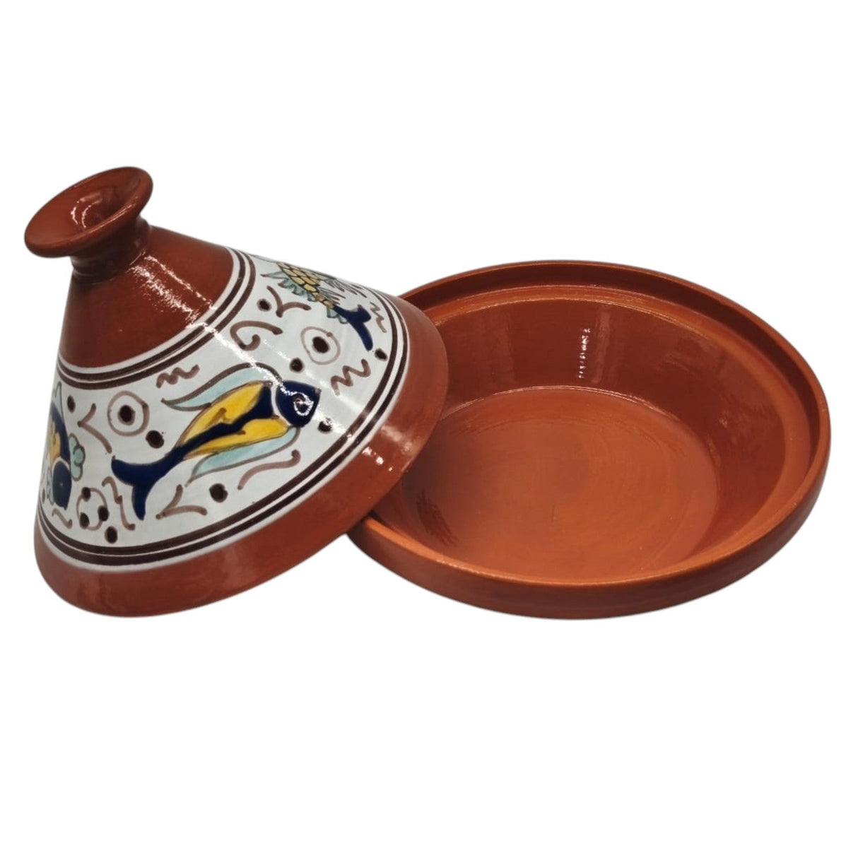 AKDC Clay Tajine With Lid Fish Painting - 27CM - Al Kabayel Discount CentreAKDC Clay Tajine With Lid Fish Painting - 27CMCookwareAKDCAl Kabayel Discount Centre