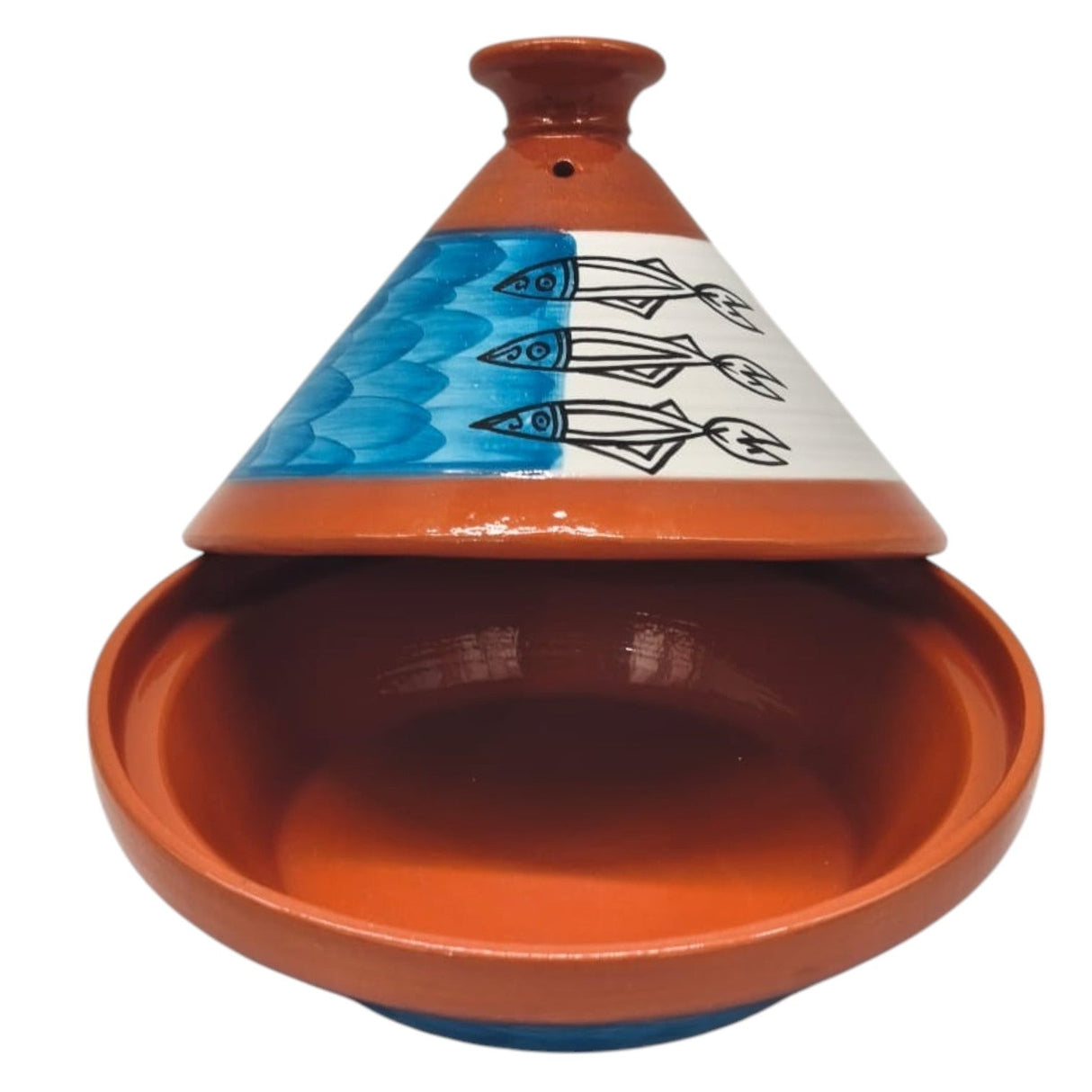 AKDC Clay Tajine With Lid Fish Painting Sardine Blue - 27CM - Al Kabayel Discount CentreAKDC Clay Tajine With Lid Fish Painting Sardine Blue - 27CMCookwareAKDCAl Kabayel Discount Centre