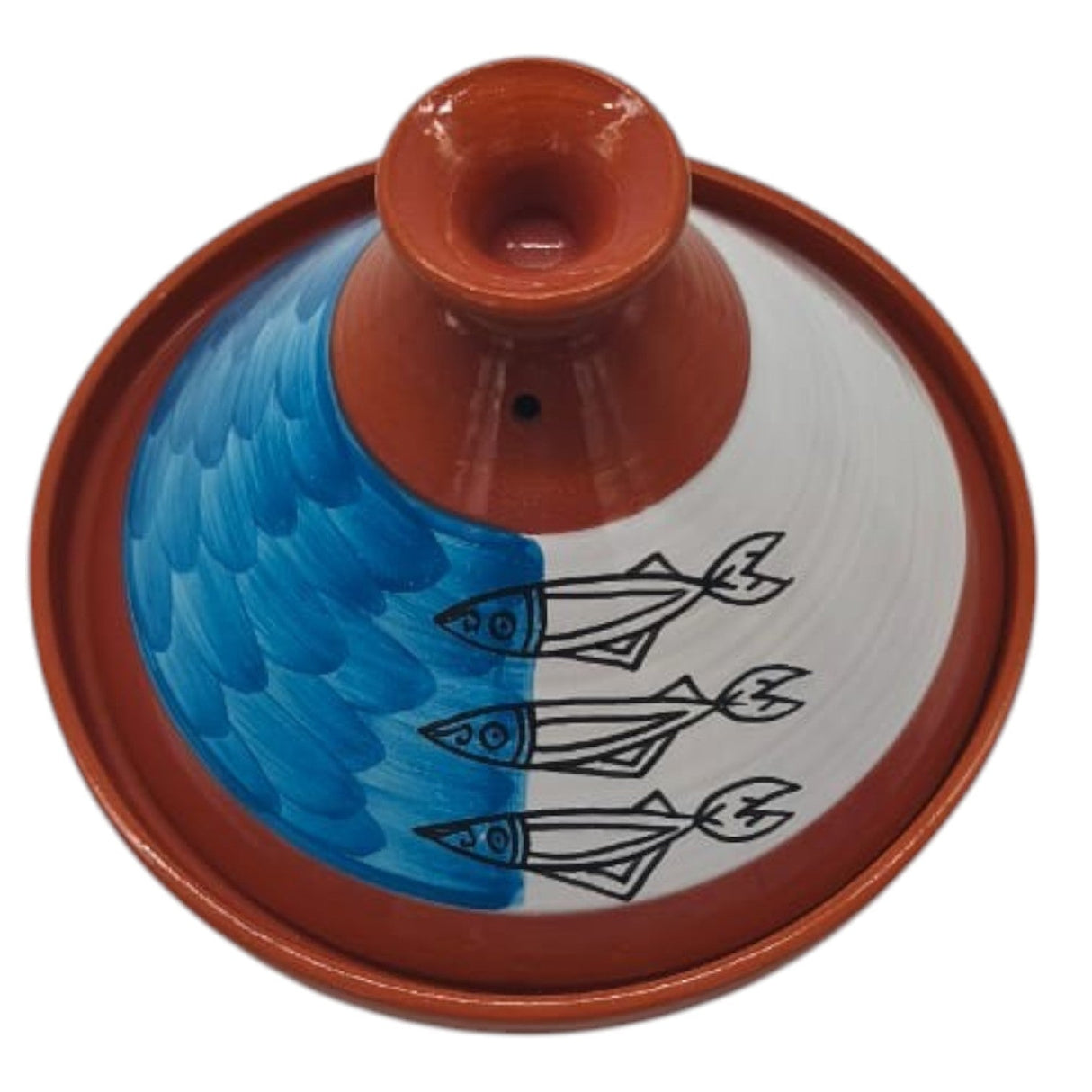 AKDC Clay Tajine With Lid Fish Painting Sardine Blue - 32CM - Al Kabayel Discount CentreAKDC Clay Tajine With Lid Fish Painting Sardine Blue - 32CMCookwareAKDCAl Kabayel Discount Centre
