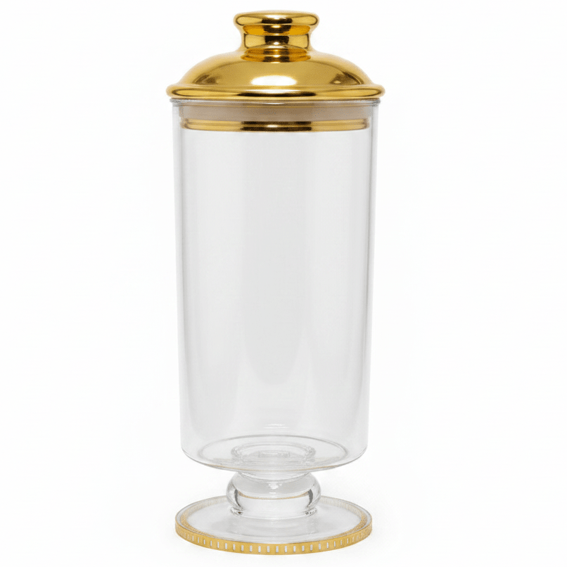 AKDC Clear Acrylic Footed Storage Canister with Premium Gold Lid Stylish Kitchen Organizer 20 × 10 cm - Al Kabayel Discount CentreAKDC Clear Acrylic Footed Storage Canister with Premium Gold Lid Stylish Kitchen Organizer 20 × 10 cmJars & Food SaversAKDCAl Kabayel Discount Centre