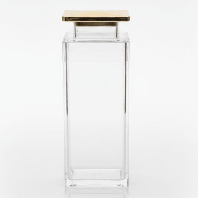 AKDC Clear Acrylic Storage Canister with Premium Gold Lid Stylish Kitchen Organizer 18 × 8.5 cm - Al Kabayel Discount CentreAKDC Clear Acrylic Storage Canister with Premium Gold Lid Stylish Kitchen Organizer 18 × 8.5 cmJars & Food SaversAKDCAl Kabayel Discount Centre