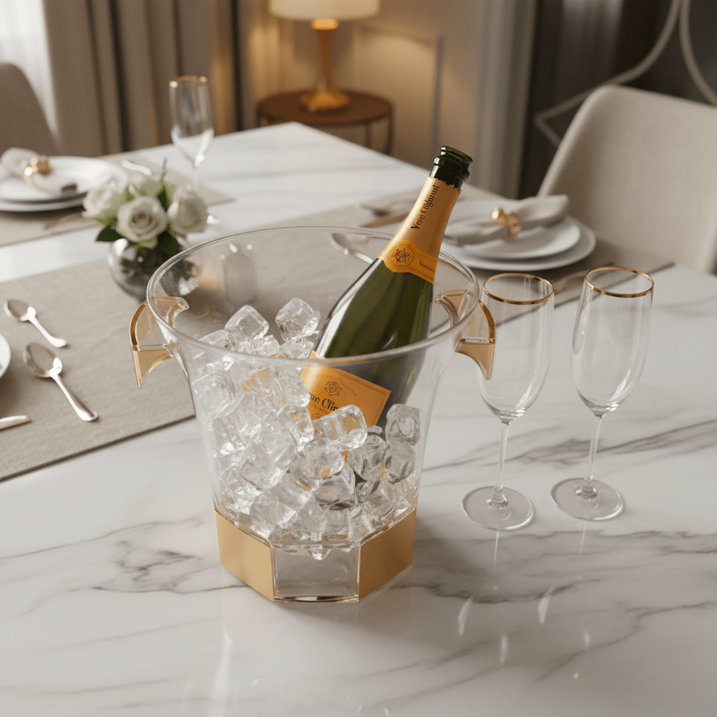 AKDC Clear Acrylic Wine Cooler Bucket for Keeping Bottles Chilled – Ideal for Parties, Restaurants and Home Use 20 × 20 cm - Al Kabayel Discount CentreAKDC Clear Acrylic Wine Cooler Bucket for Keeping Bottles Chilled – Ideal for Parties, Restaurants and Home Use 20 × 20 cmKitchen Utensils & GadgetsAKDCAl Kabayel Discount Centre