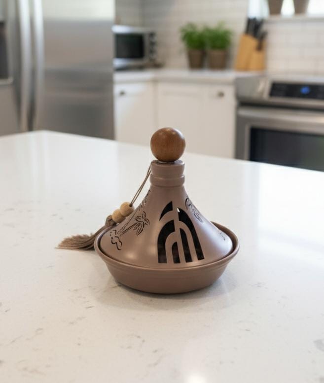 AKDC Compact Metal Tajine 13.5 cm in Brown Finish – Ramadan Special Traditional Decorative Design - Al Kabayel Discount CentreAKDC Compact Metal Tajine 13.5 cm in Brown Finish – Ramadan Special Traditional Decorative DesignServing TraysAKDCAl Kabayel Discount Centre