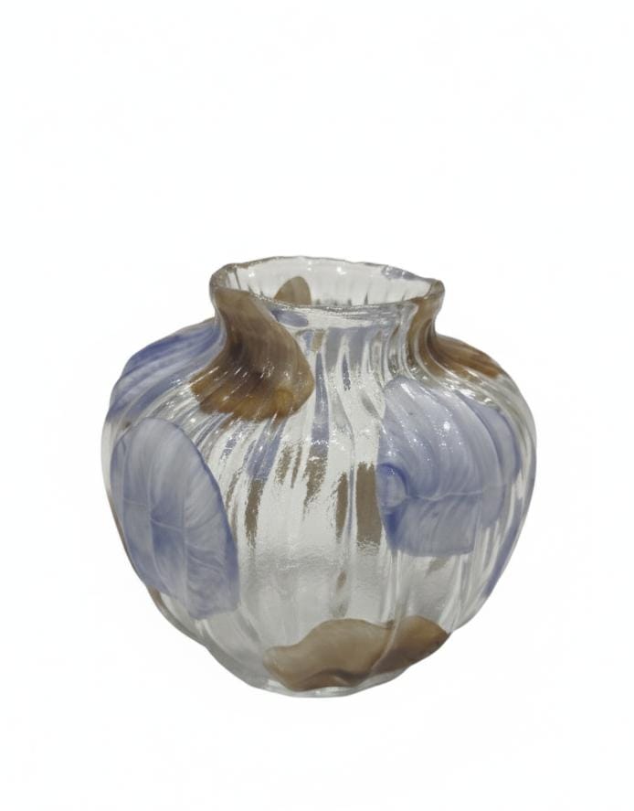 AKDC Compact Transparent Glass Vase with Classic Brown & Blue Pattern – 16×18 cm Home Decoration - Al Kabayel Discount CentreAKDC Compact Transparent Glass Vase with Classic Brown & Blue Pattern – 16×18 cm Home DecorationFlower/Plant PotsAKDCAl Kabayel Discount Centre