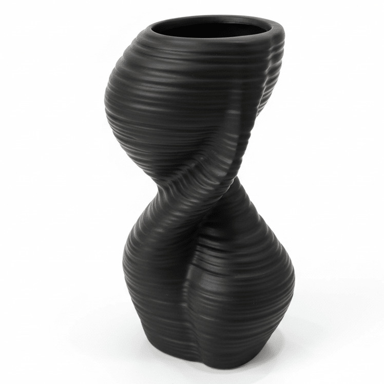 AKDC Contemporary Ceramic Decorative Vase – Bold Black Finish with Unique Sculptural Design, 20 × 10 cm - Al Kabayel Discount CentreAKDC Contemporary Ceramic Decorative Vase – Bold Black Finish with Unique Sculptural Design, 20 × 10 cmFlower/Plant PotsAKDCAl Kabayel Discount Centre