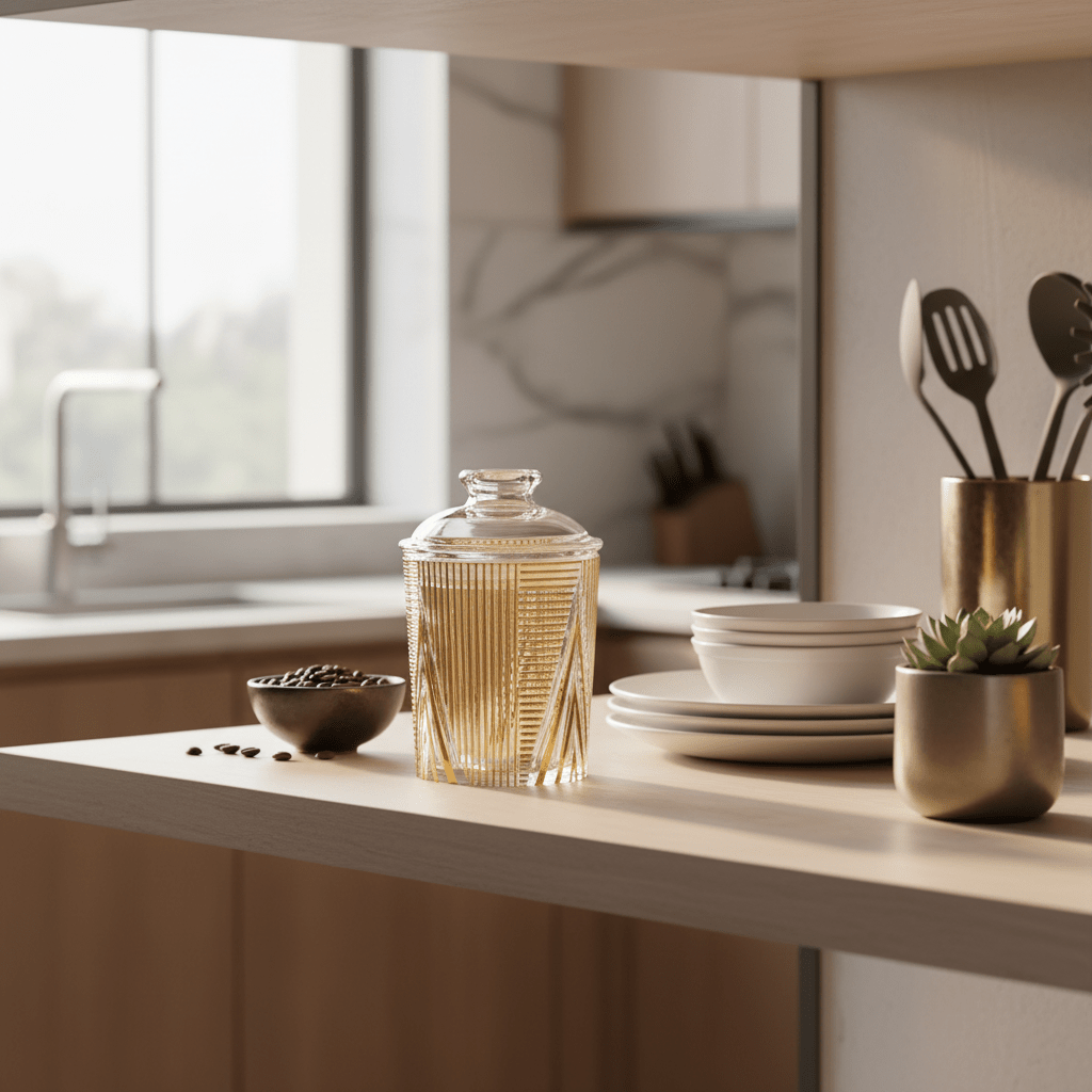 AKDC Contemporary Round Airtight Acrylic Storage Canister – Transparent Body with Unique Modern Design, Premium Kitchen Jar, 750 ml - Al Kabayel Discount CentreAKDC Contemporary Round Airtight Acrylic Storage Canister – Transparent Body with Unique Modern Design, Premium Kitchen Jar, 750 mlJars & Food SaversAKDCAl Kabayel Discount Centre