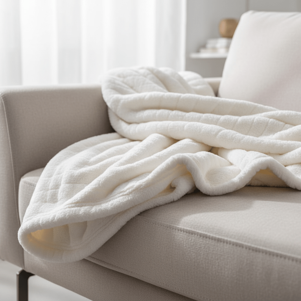 AKDC Cozy Pampon Fibre Throw Blanket, Lightweight & Stylish – 200×150 cm, Classic White - Al Kabayel Discount CentreAKDC Cozy Pampon Fibre Throw Blanket, Lightweight & Stylish – 200×150 cm, Classic WhiteBeddingAKDCAl Kabayel Discount Centre