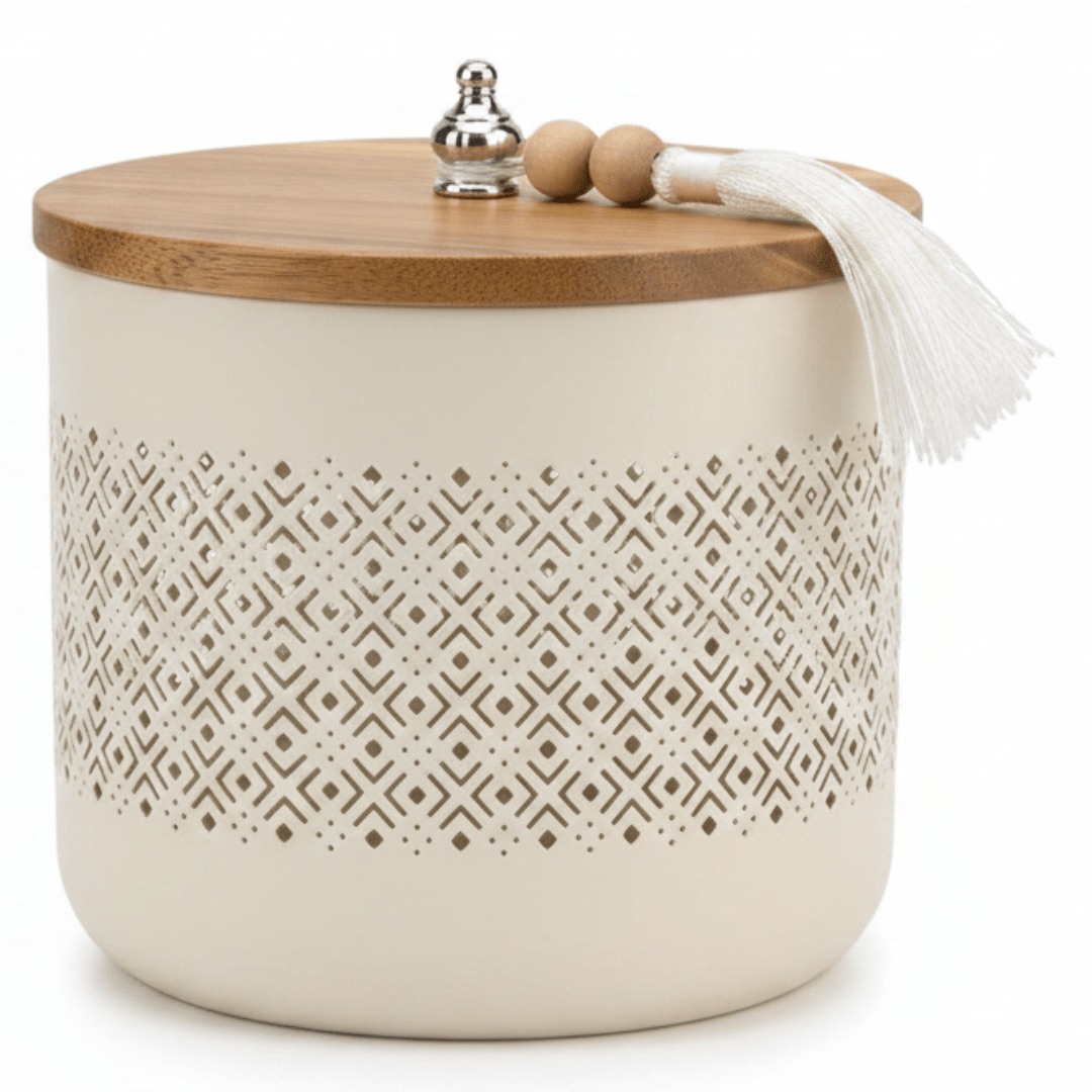 AKDC Cream Metal Candy Storage Jar with Wooden Lid – Elegant Kitchen Organizer for Sweets & Snacks – 18 × 17 cm - Al Kabayel Discount CentreAKDC Cream Metal Candy Storage Jar with Wooden Lid – Elegant Kitchen Organizer for Sweets & Snacks – 18 × 17 cmJars & Food SaversAKDCAl Kabayel Discount Centre