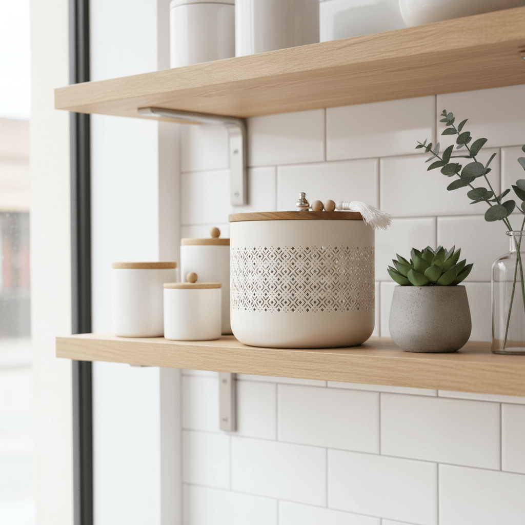 AKDC Cream Metal Candy Storage Jar with Wooden Lid – Elegant Kitchen Organizer for Sweets & Snacks – 18 × 17 cm - Al Kabayel Discount CentreAKDC Cream Metal Candy Storage Jar with Wooden Lid – Elegant Kitchen Organizer for Sweets & Snacks – 18 × 17 cmJars & Food SaversAKDCAl Kabayel Discount Centre