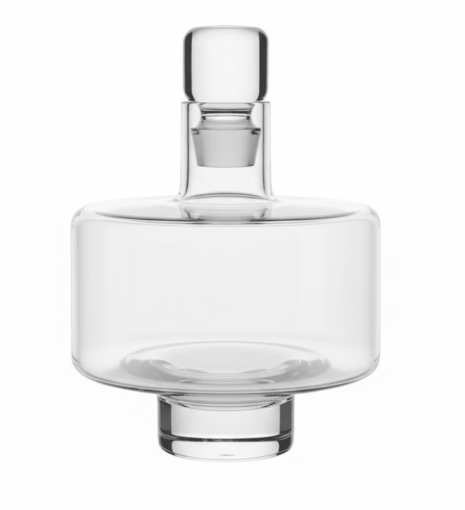 AKDC Crystal - Clear Flat Disc Glass Decanter with Glass Stopper — Wide - Body Carafe Bottle, 1.1 Litre - Al Kabayel Discount CentreAKDC Crystal - Clear Flat Disc Glass Decanter with Glass Stopper — Wide - Body Carafe Bottle, 1.1 LitreJugsAKDCAl Kabayel Discount Centre
