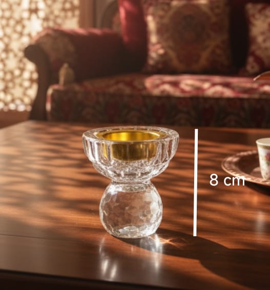 AKDC Crystal Incense Burner 8cm with Gold Touch – Mini Decorative Crystal Burner for Bakhoor, Incense Sticks & Cones, Elegant Home & Office Aroma Holder - Al Kabayel Discount CentreAKDC Crystal Incense Burner 8cm with Gold Touch – Mini Decorative Crystal Burner for Bakhoor, Incense Sticks & Cones, Elegant Home & Office Aroma HolderHome Décor AccentsAKDCAl Kabayel Discount Centre