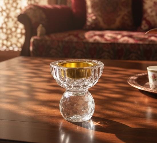 AKDC Crystal Incense Burner 8cm with Gold Touch – Mini Decorative Crystal Burner for Bakhoor, Incense Sticks & Cones, Elegant Home & Office Aroma Holder - Al Kabayel Discount CentreAKDC Crystal Incense Burner 8cm with Gold Touch – Mini Decorative Crystal Burner for Bakhoor, Incense Sticks & Cones, Elegant Home & Office Aroma HolderHome Décor AccentsAKDCAl Kabayel Discount Centre