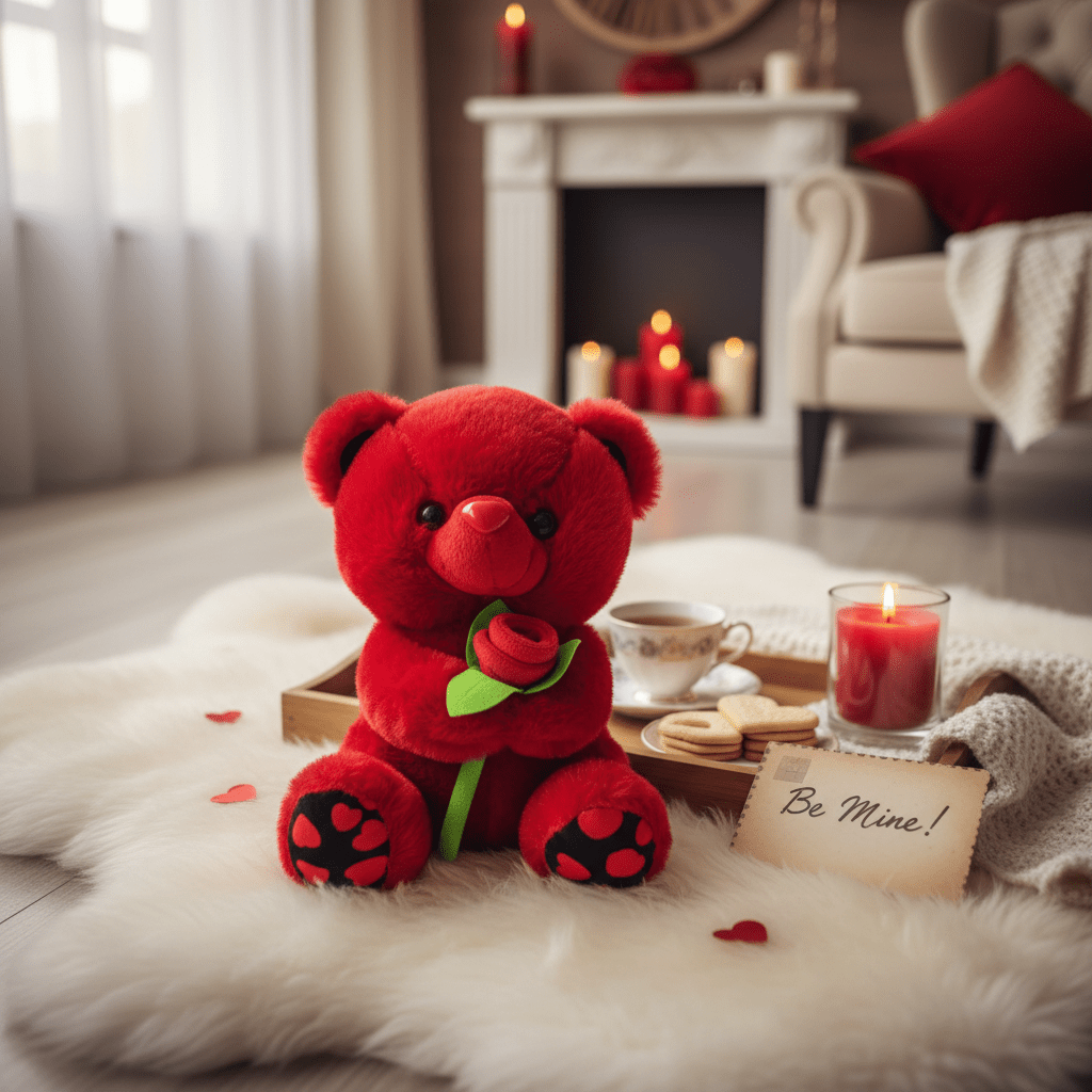 AKDC Cute Red Teddy Bear (25 cm) with Rose Design - Al Kabayel Discount CentreAKDC Cute Red Teddy Bear (25 cm) with Rose DesignToysAKDCAl Kabayel Discount Centre