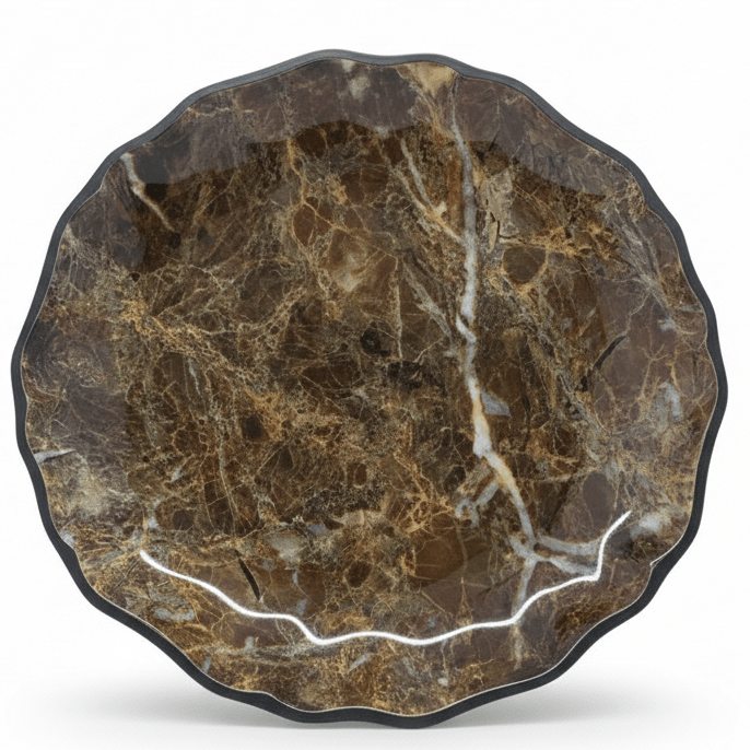 AKDC Dark Brown Melamine Dinner Plate with Black Rim, Durable Round Dining Plate for Everyday Use – 11 Inch - Al Kabayel Discount CentreAKDC Dark Brown Melamine Dinner Plate with Black Rim, Durable Round Dining Plate for Everyday Use – 11 InchPlatesAKDCAl Kabayel Discount Centre