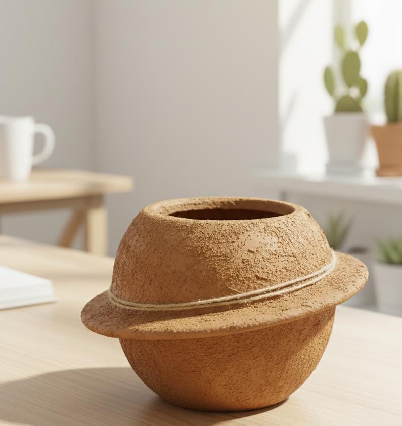 AKDC Decorative Clay Plant Pot – Sand Tone – 14×19 cm – Unique Handcrafted Design - Al Kabayel Discount CentreAKDC Decorative Clay Plant Pot – Sand Tone – 14×19 cm – Unique Handcrafted DesignFlower/Plant PotsAKDCAl Kabayel Discount Centre