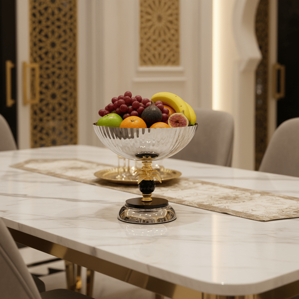 AKDC Decorative Footed Silver & Gold Candy Bowl 23×23 cm Luxury Centerpiece for Sweets & Fruits - Al Kabayel Discount CentreAKDC Decorative Footed Silver & Gold Candy Bowl 23×23 cm Luxury Centerpiece for Sweets & FruitsBowlsAKDCAl Kabayel Discount Centre