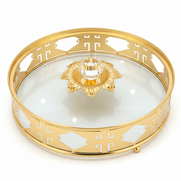 AKDC Decorative Round Gold Candy Jar with Glass Finish – Premium Sweet & Dates Storage 20 cm - Al Kabayel Discount CentreAKDC Decorative Round Gold Candy Jar with Glass Finish – Premium Sweet & Dates Storage 20 cmJars & Food SaversAKDCAl Kabayel Discount Centre