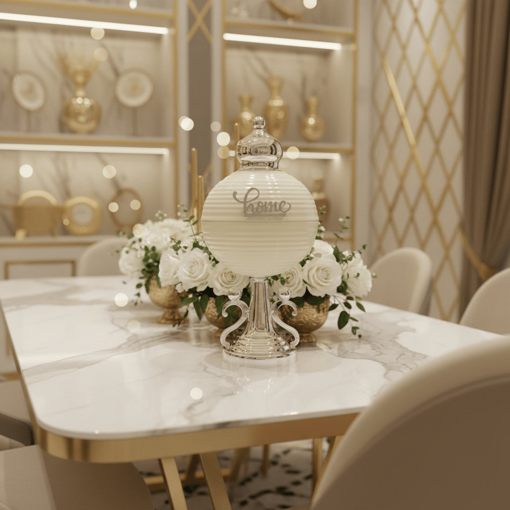 AKDC Decorative Silver & Cream Footed Candy Bowl – Elegant Raised Serving Dish for Desserts & Dry Fruits – Luxury Table Accent – 30x15 cm - Al Kabayel Discount CentreAKDC Decorative Silver & Cream Footed Candy Bowl – Elegant Raised Serving Dish for Desserts & Dry Fruits – Luxury Table Accent – 30x15 cmBowlsAKDCAl Kabayel Discount Centre