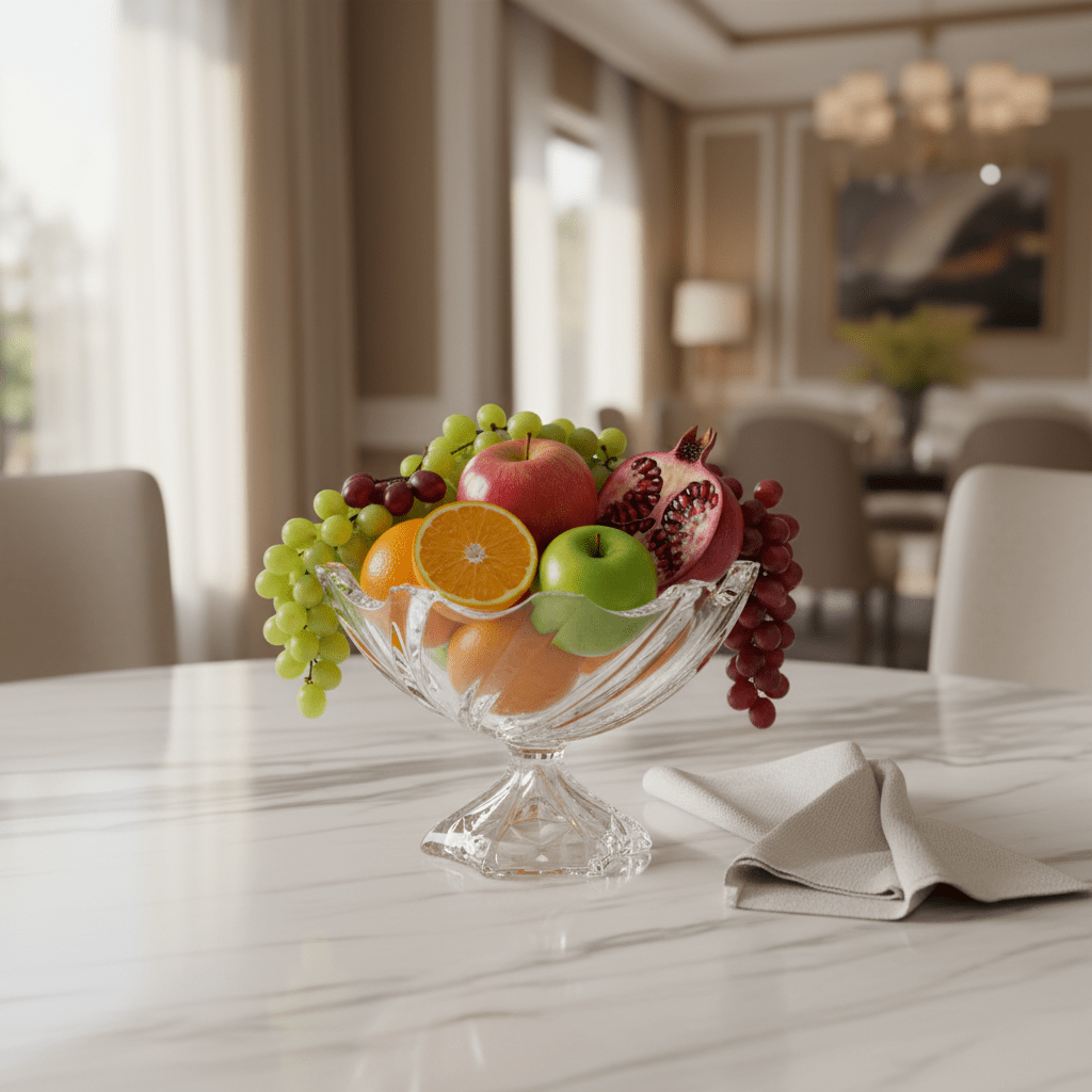 AKDC Deep Footed Glass Fruit Bowl – Large Elevated Bowl for Fruits, Salads & Serving Presentation 17×17 cm - Al Kabayel Discount CentreAKDC Deep Footed Glass Fruit Bowl – Large Elevated Bowl for Fruits, Salads & Serving Presentation 17×17 cmBowlsAKDCAl Kabayel Discount Centre
