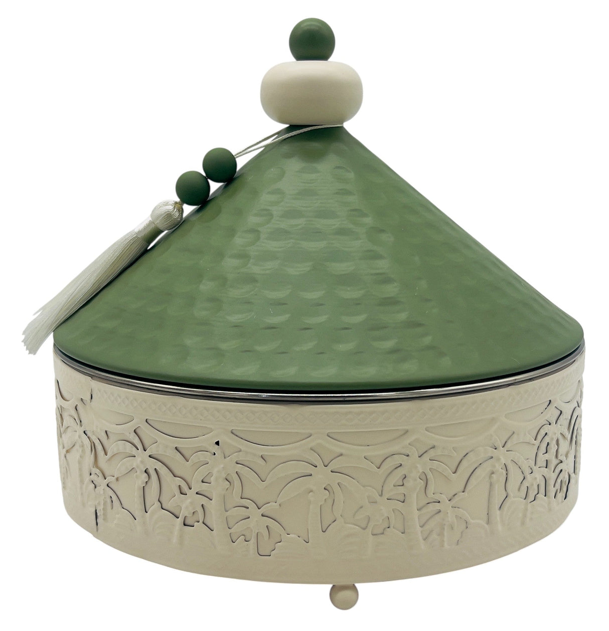 AKDC Desert Oasis Metal Tajine 21cm*20cm, Stainless Steel Interior, Ivory/Green - Al Kabayel Discount CentreAKDC Desert Oasis Metal Tajine 21cm*20cm, Stainless Steel Interior, Ivory/GreenBowlsAKDCAl Kabayel Discount Centre