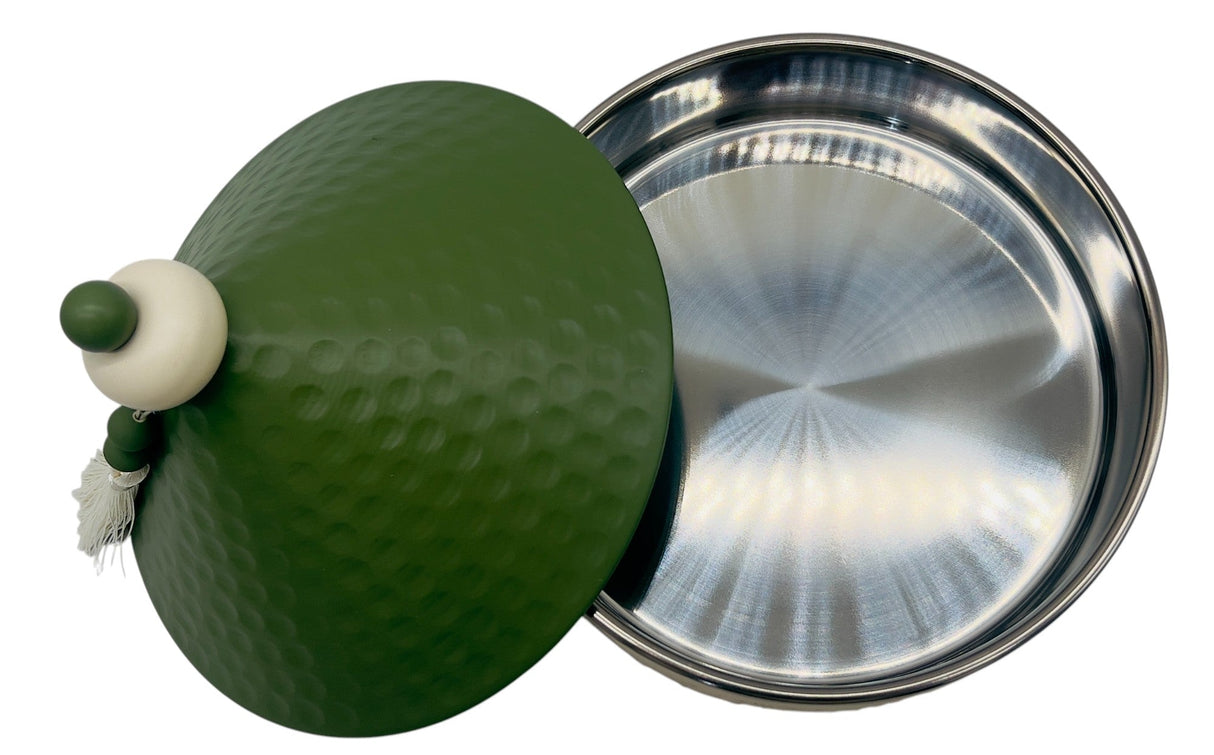 AKDC Desert Oasis Metal Tajine 21cm*20cm, Stainless Steel Interior, Ivory/Green - Al Kabayel Discount CentreAKDC Desert Oasis Metal Tajine 21cm*20cm, Stainless Steel Interior, Ivory/GreenBowlsAKDCAl Kabayel Discount Centre